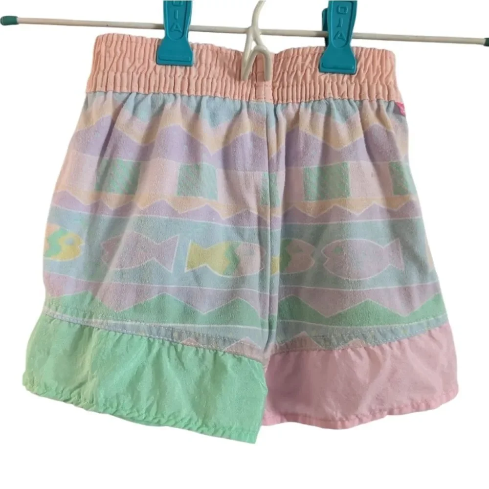 Oshkosh B'Gosh Rare Vintage Pastel Florescent Fish  Geometric‎ Print Shorts